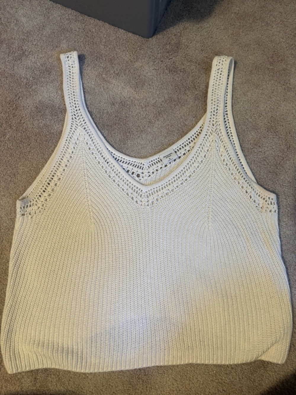 Abercrombie and Fitch White Crochet/ Knit Tank Top